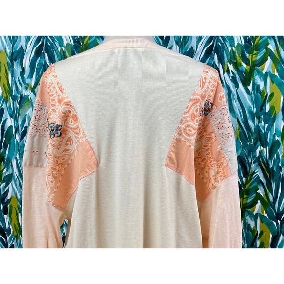 NWT Free People Cream Orange Feelin It Tee Alabaster Combo Top  Floral Eyelet S - Picture 6 of 10